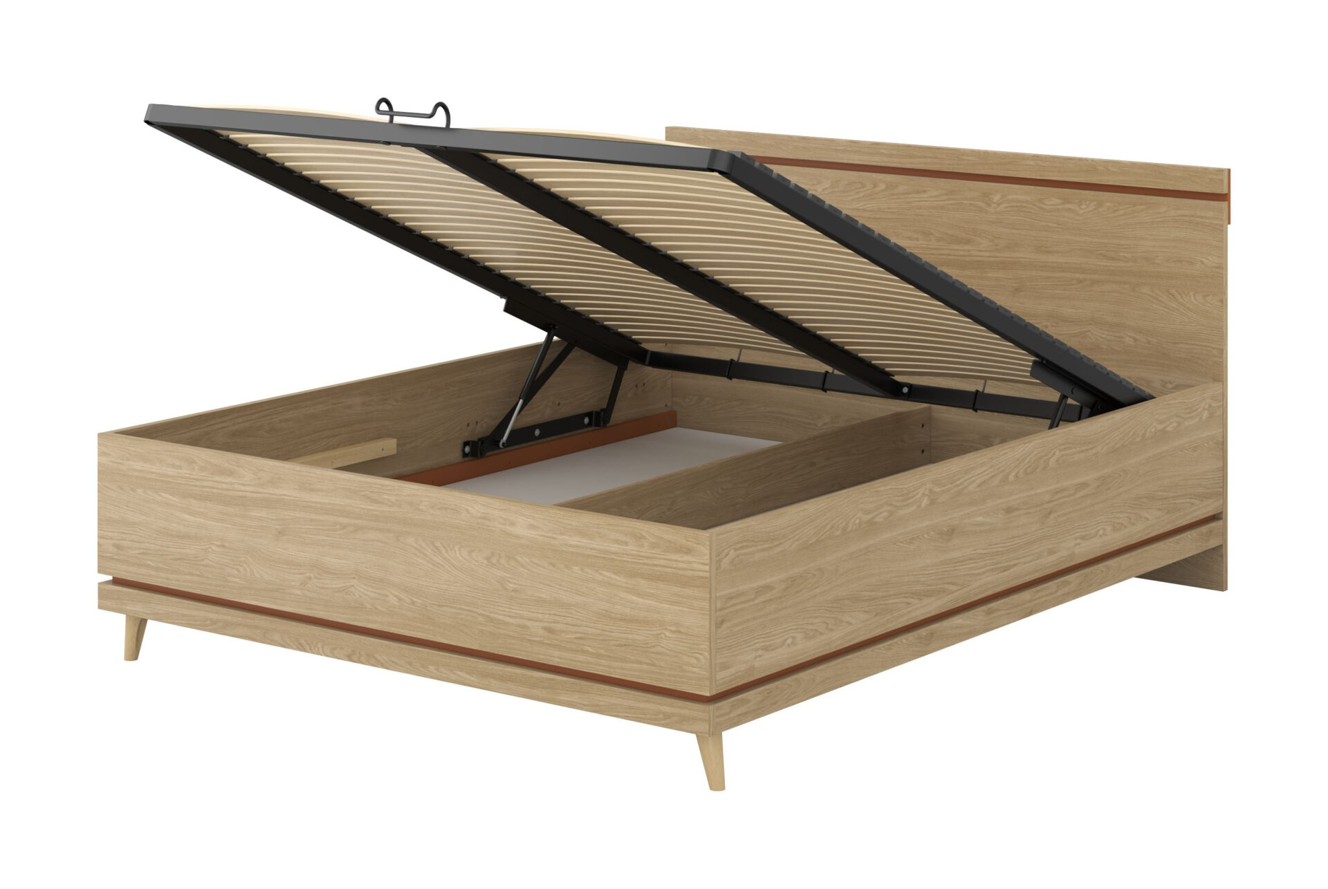 Scandi - Lova 160x200 cm su rėmu, alyvuotas plytų ąžuolas - Paveikslėlis 2