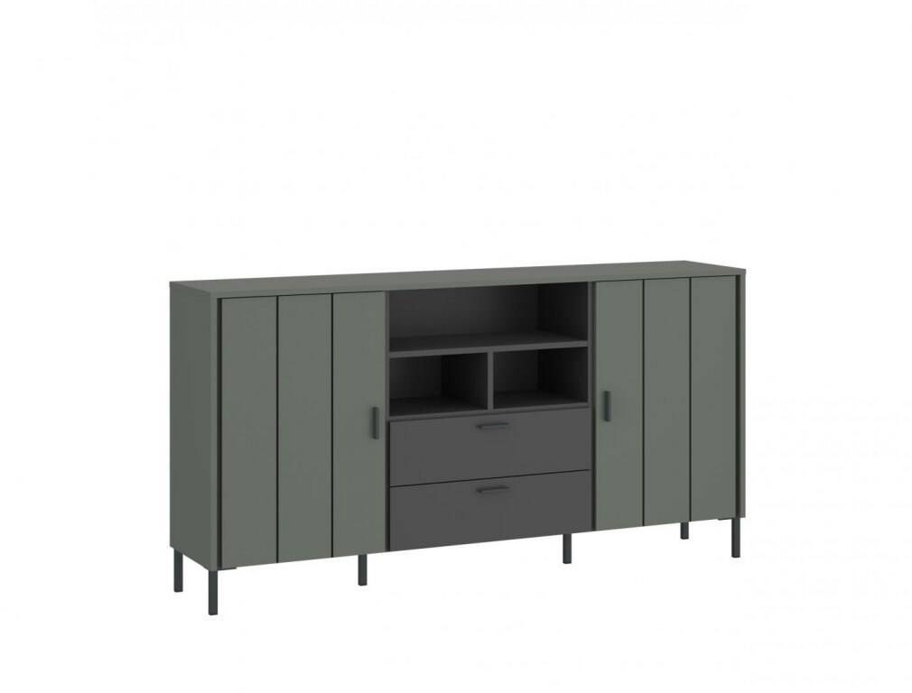 Shirley SHIK06 – Komoda su 2 stalčiais, pilkai žalia/antracito spalvos/raštas