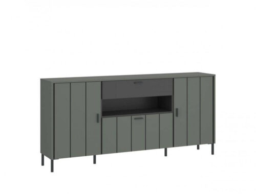 Shirley SHIK07 – Komoda su stalčiais, 3D2S, pilkai žalia/antracito spalvos/raštas