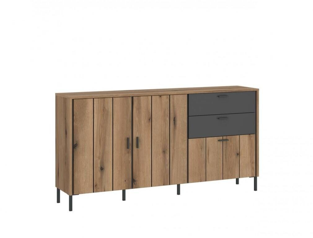 „Shirley SHIK105 – 2D1K2S Coast Oak Evoke“ komoda / antracito spalvos / raštas