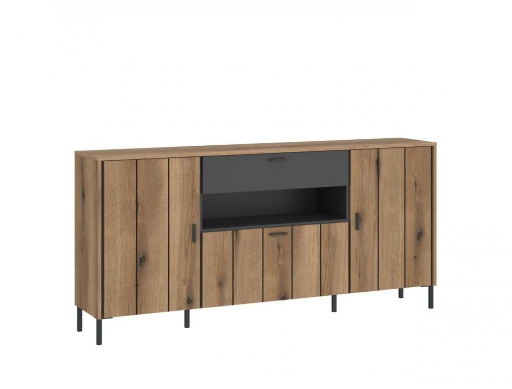 „Shirley SHIK107 – 2D1K1S Coast Oak Evoke“ komoda / antracito spalvos / raštas