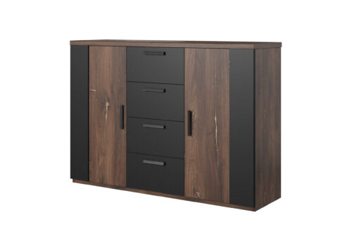 Sigma komoda, 2D4S, ąžuolo spalvos, vėliavos spalvos / matinės juodos spalvos