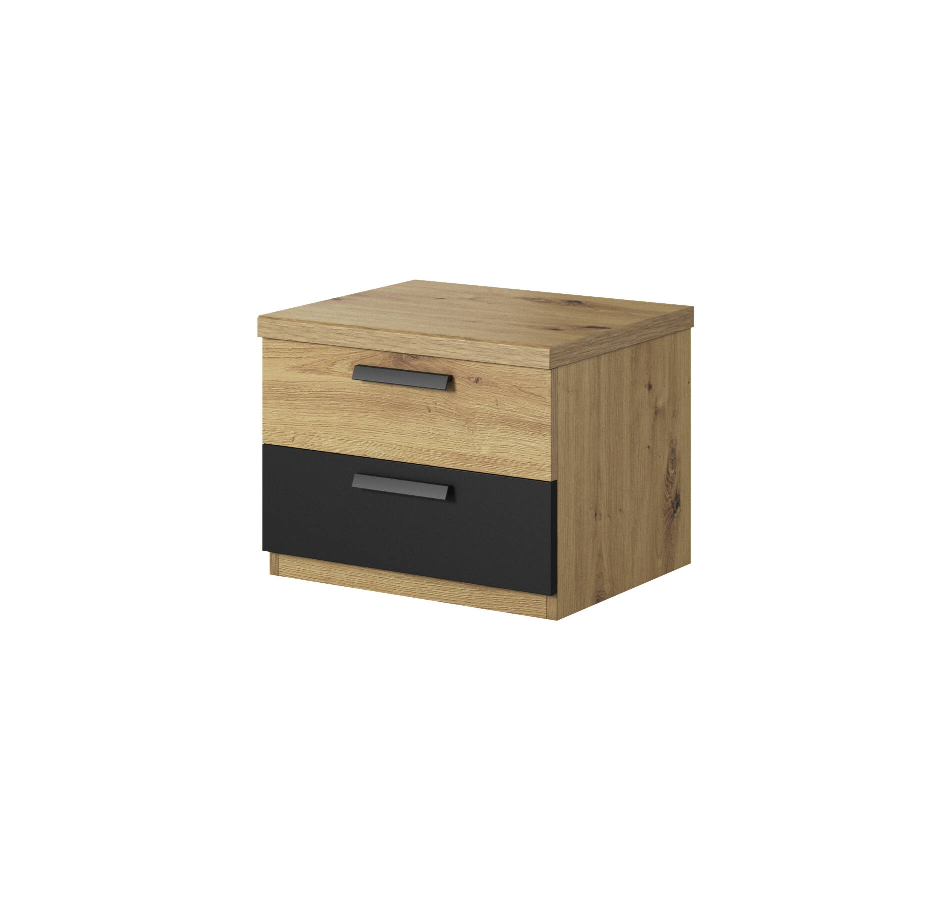 „Sigma“ naktinis staliukas su 2 stalčiais, „Artisan Oak“ / matinės juodos spalvos