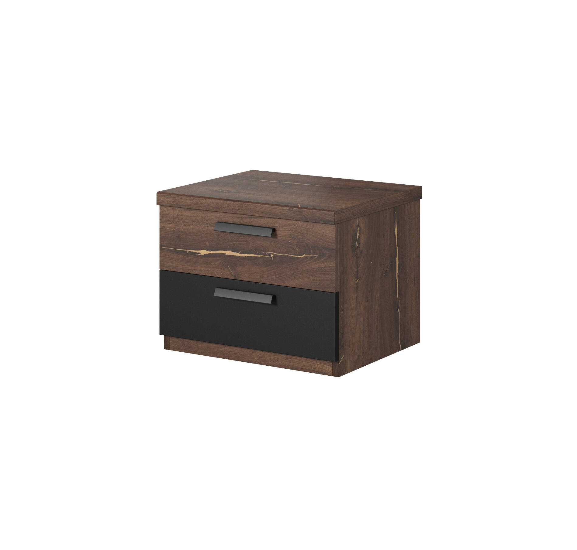„Sigma“ naktinis staliukas su 2 stalčiais, ąžuolo spalvos, „Flagstaff“ / matinės juodos spalvos