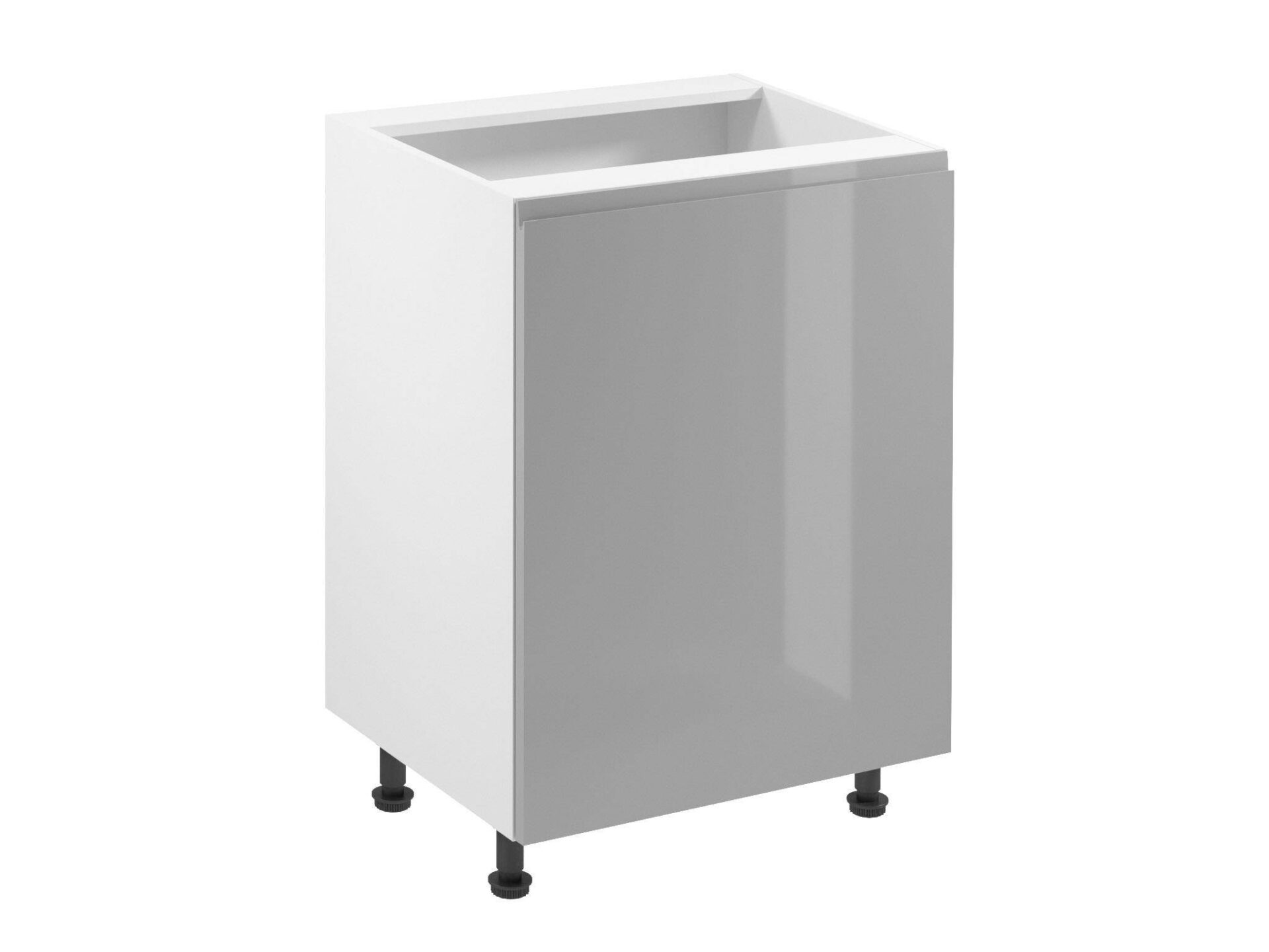 Apatinė virtuvės spintelė, vienvėrė, kairė, D60-L, drebulės pilkumo, blizgi