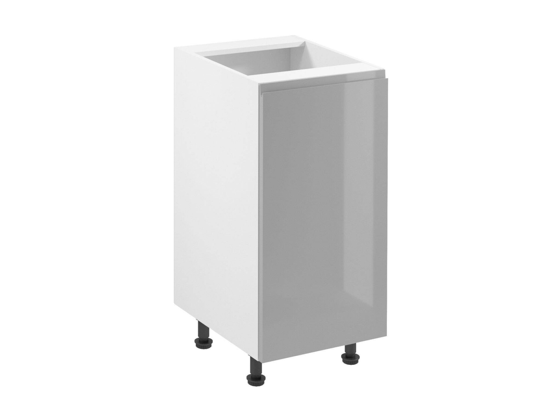 Apatinė virtuvės spintelė, 1 durų, dešininė, D40-P, drebulės pilka, blizgi, dengta