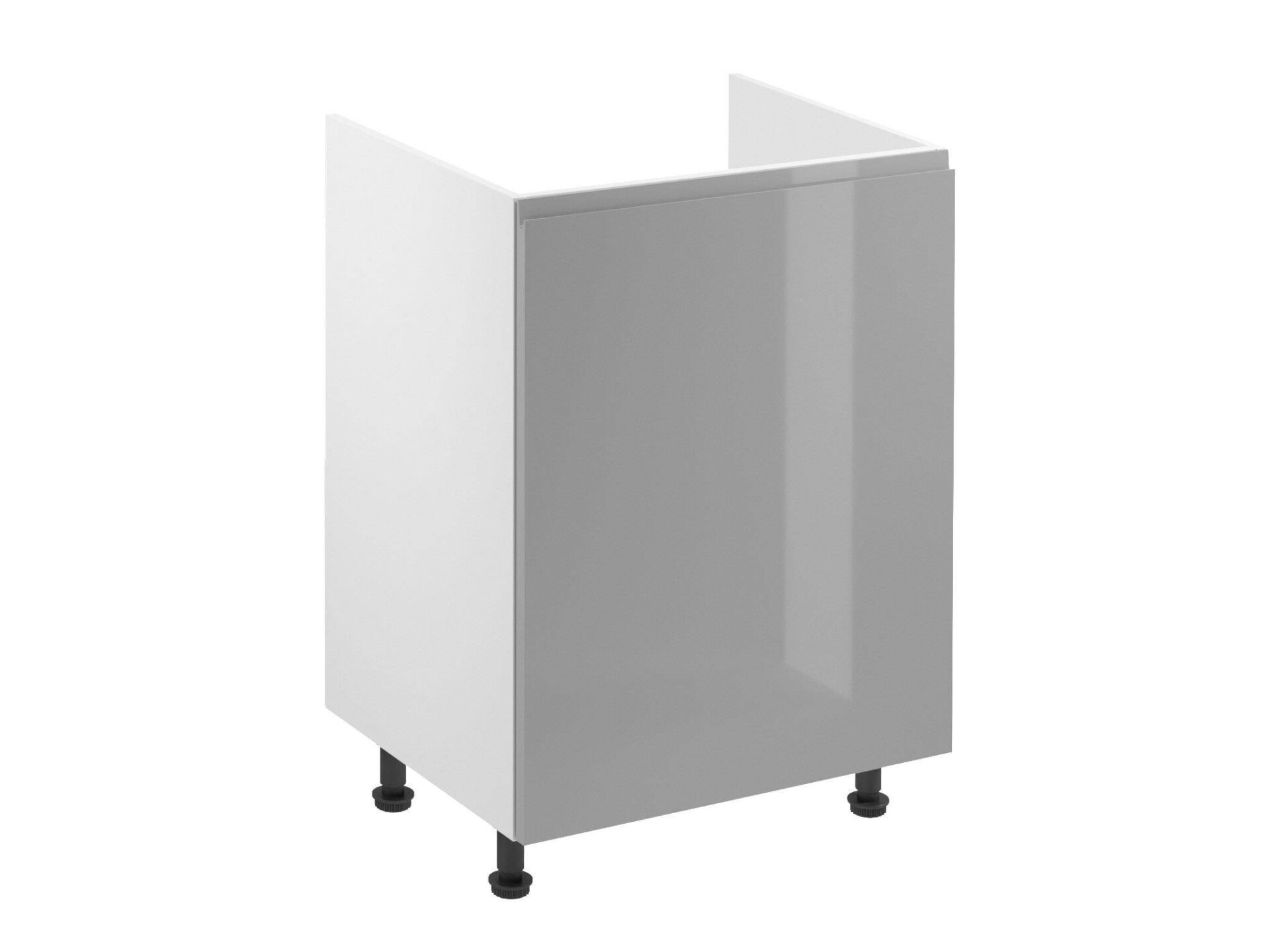 Apatinė virtuvės spintelė su 1 durelėmis, dešininė, kriauklė, D60Z-P, blizgi drebulės pilkumo spalva