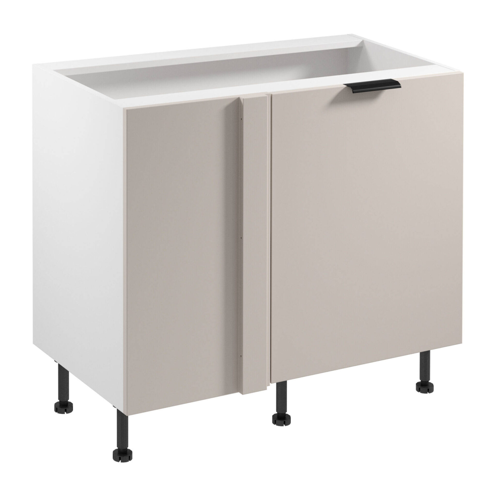 Apatinė virtuvės spintelė 1D Sorento D100N P/L Tiesūs kampai Balta Matinė Smėlio Spalva