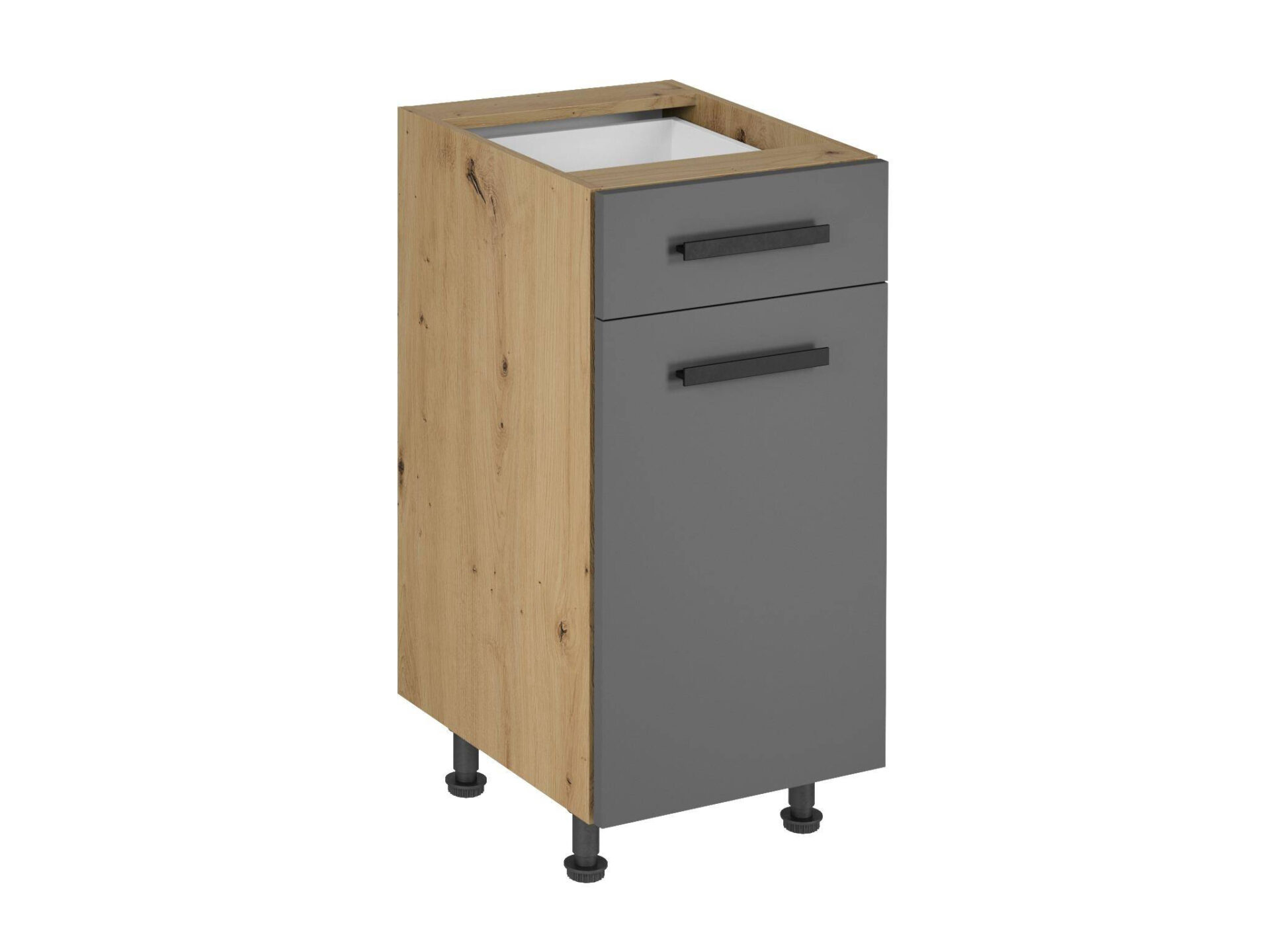 Apatinė virtuvės spintelė 1D1S D40S1 P/L Klasikinė rankena Langen pilka