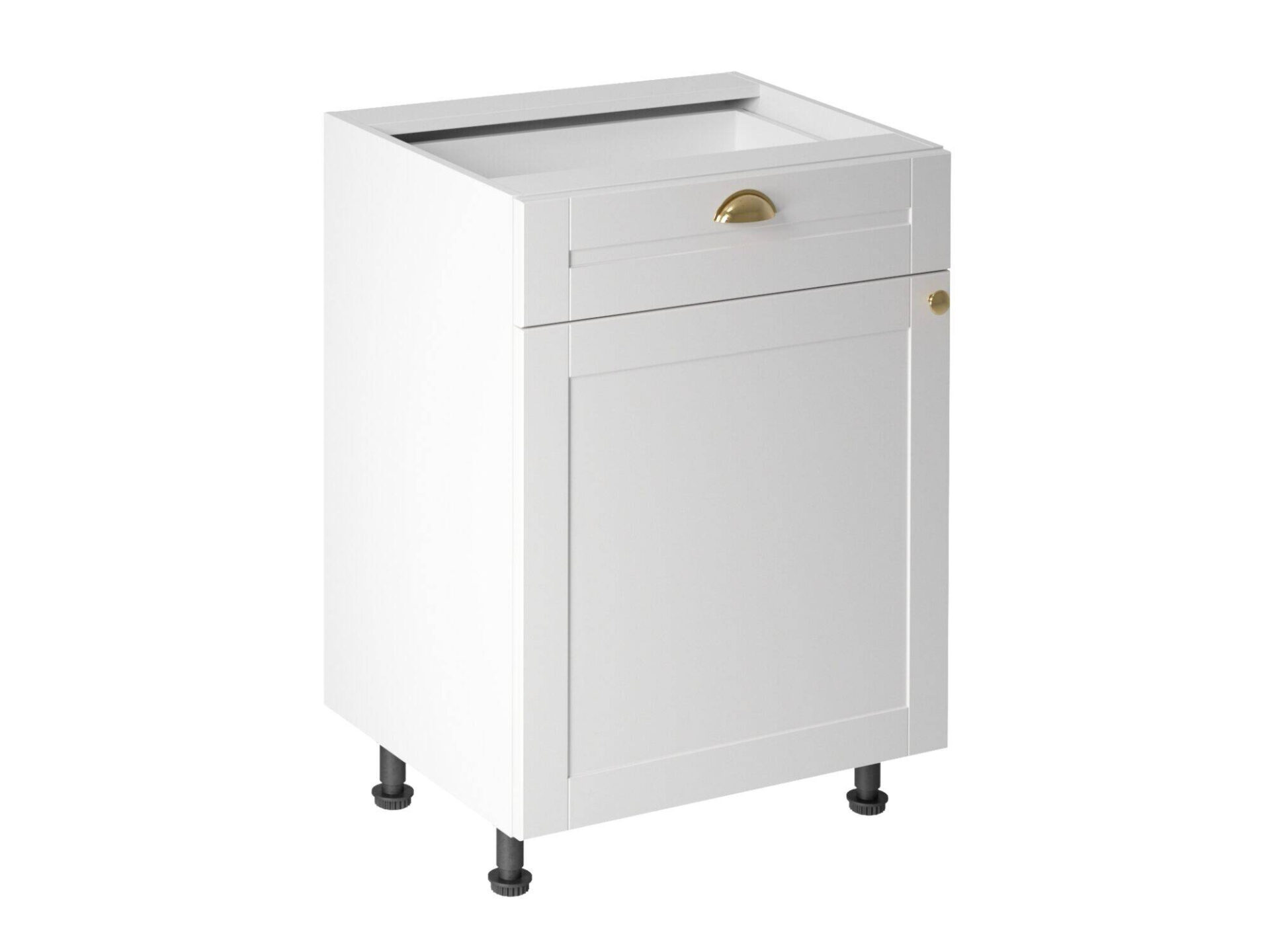 Apatinė virtuvės spintelė 1D1S D60S1-D2 Linea balta matinė balta