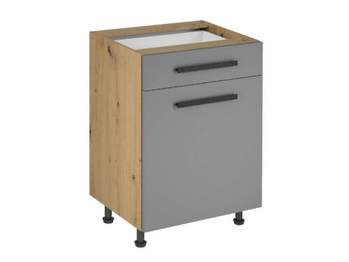 Apatinė virtuvės spintelė 1D1S D60S1 P/L Klasikinė rankena Langen smėlio spalvos