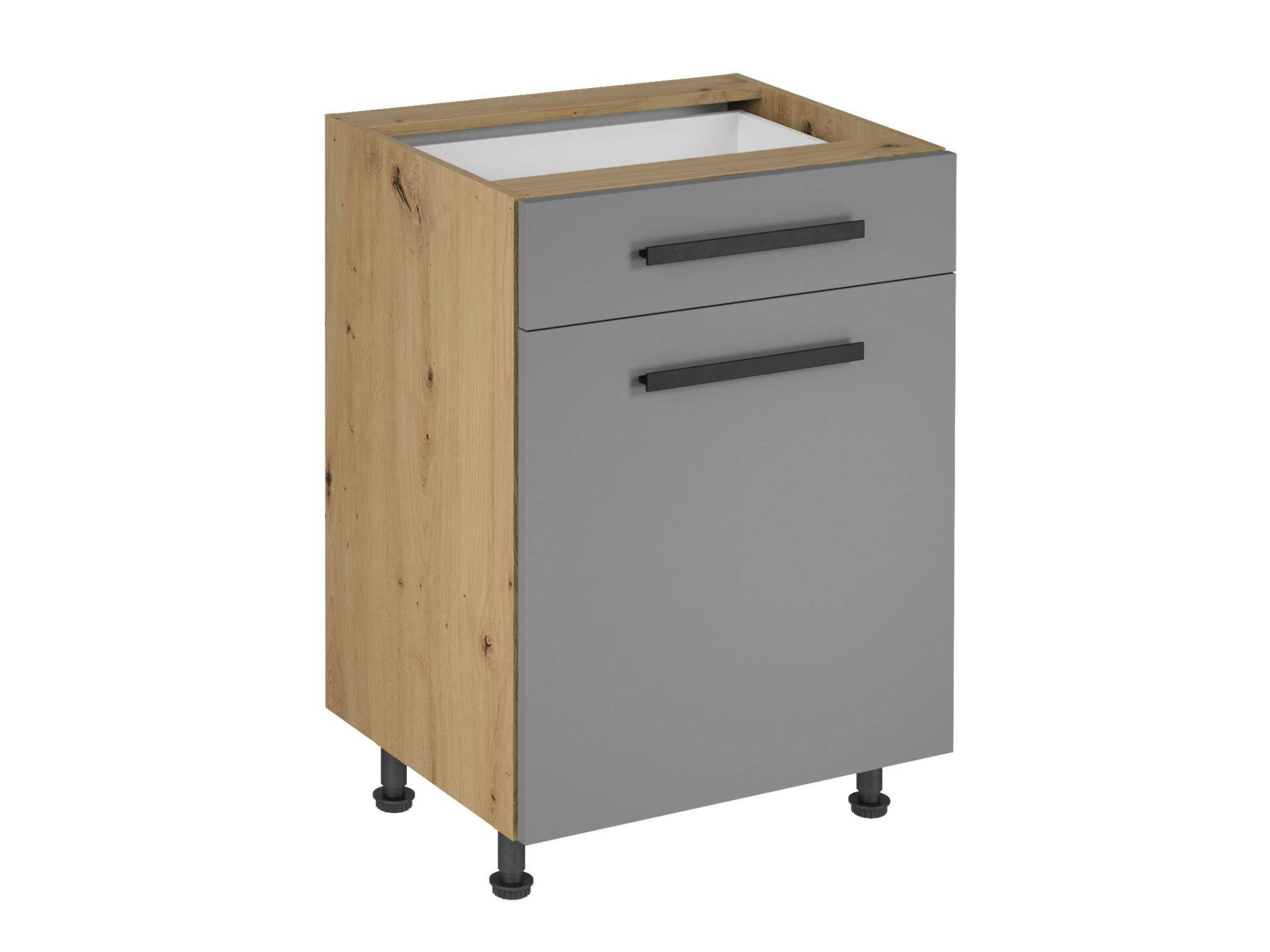 Apatinė virtuvės spintelė 1D1S D60S1 P/L Klasikinė rankena Langen smėlio spalvos