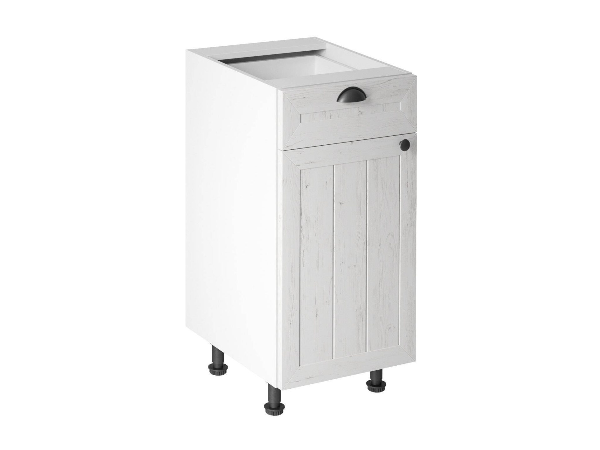 Apatinė virtuvės spintelė 1D1S Kairė D40S1-L Provanso pušis Andersen balta matinė