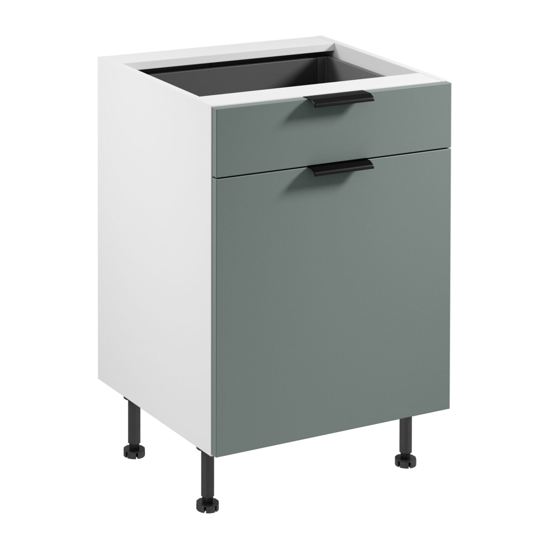 Apatinė virtuvės spintelė 1D1S su stalo įrankių įdėklu Sorento D60S1 P/L AX balta žalia