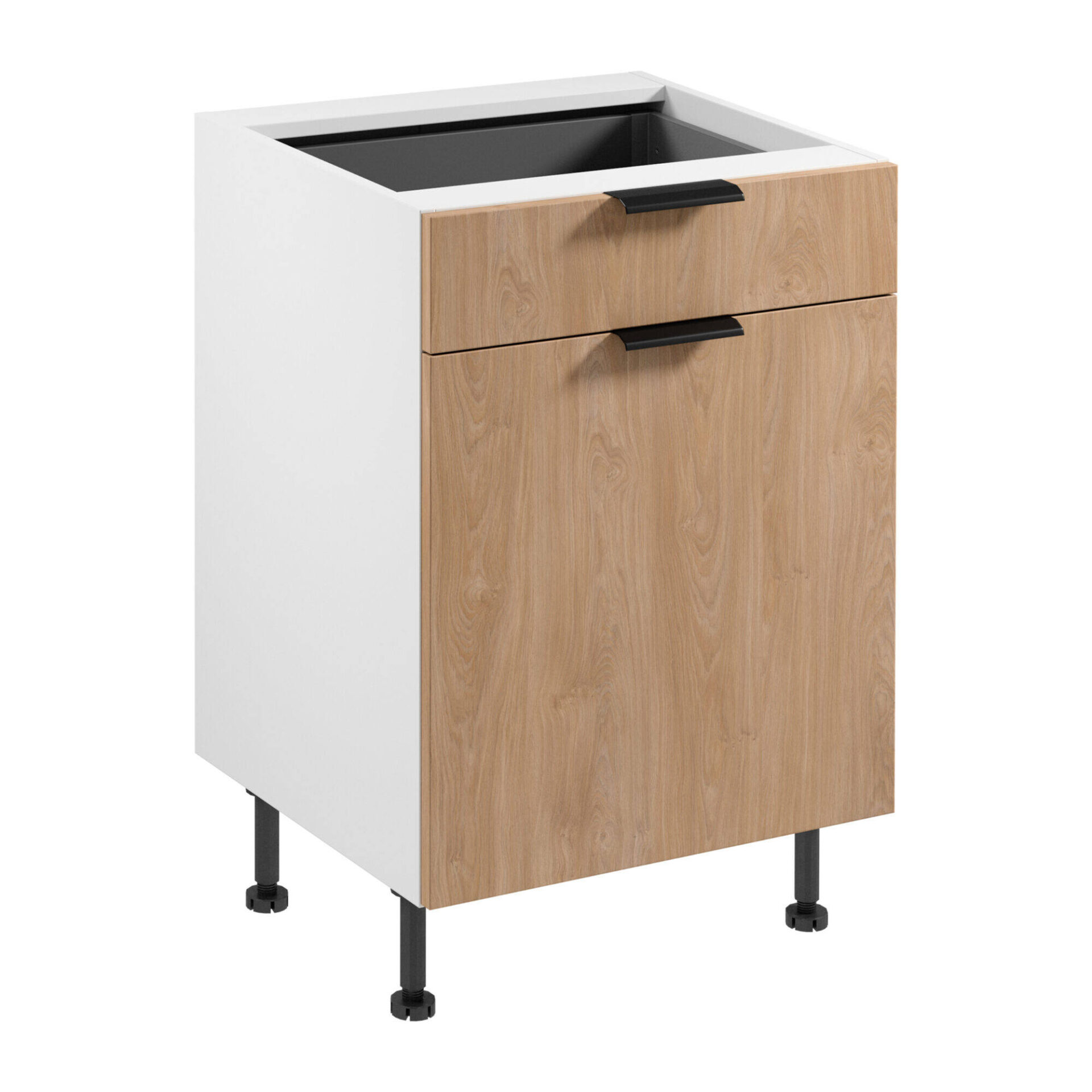 Apatinė virtuvės spintelė 1D1S su stalo įrankių įdėklu Sorento D60S1 P/L AX matinės baltos spalvos Puccini