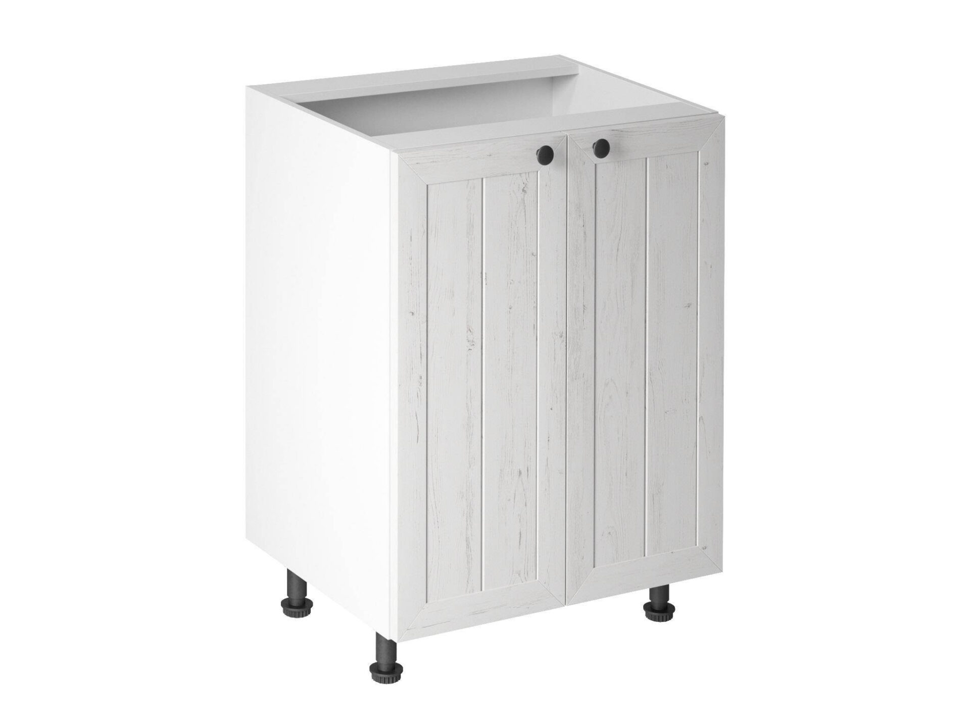 Apatinė 2 durų virtuvės spintelė D60, Provanso pušis, Anderseno balta matinė