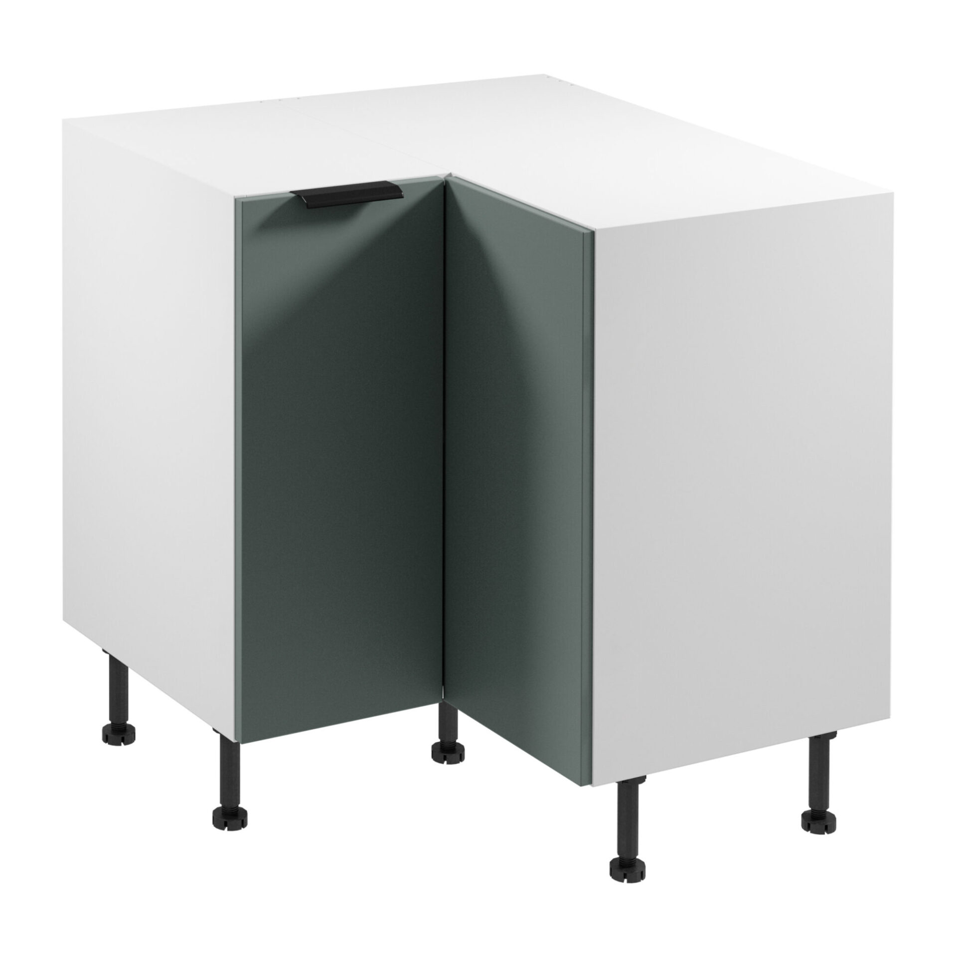 Apatinė 2D kampinė virtuvės spintelė Sorento D90N balta žalia