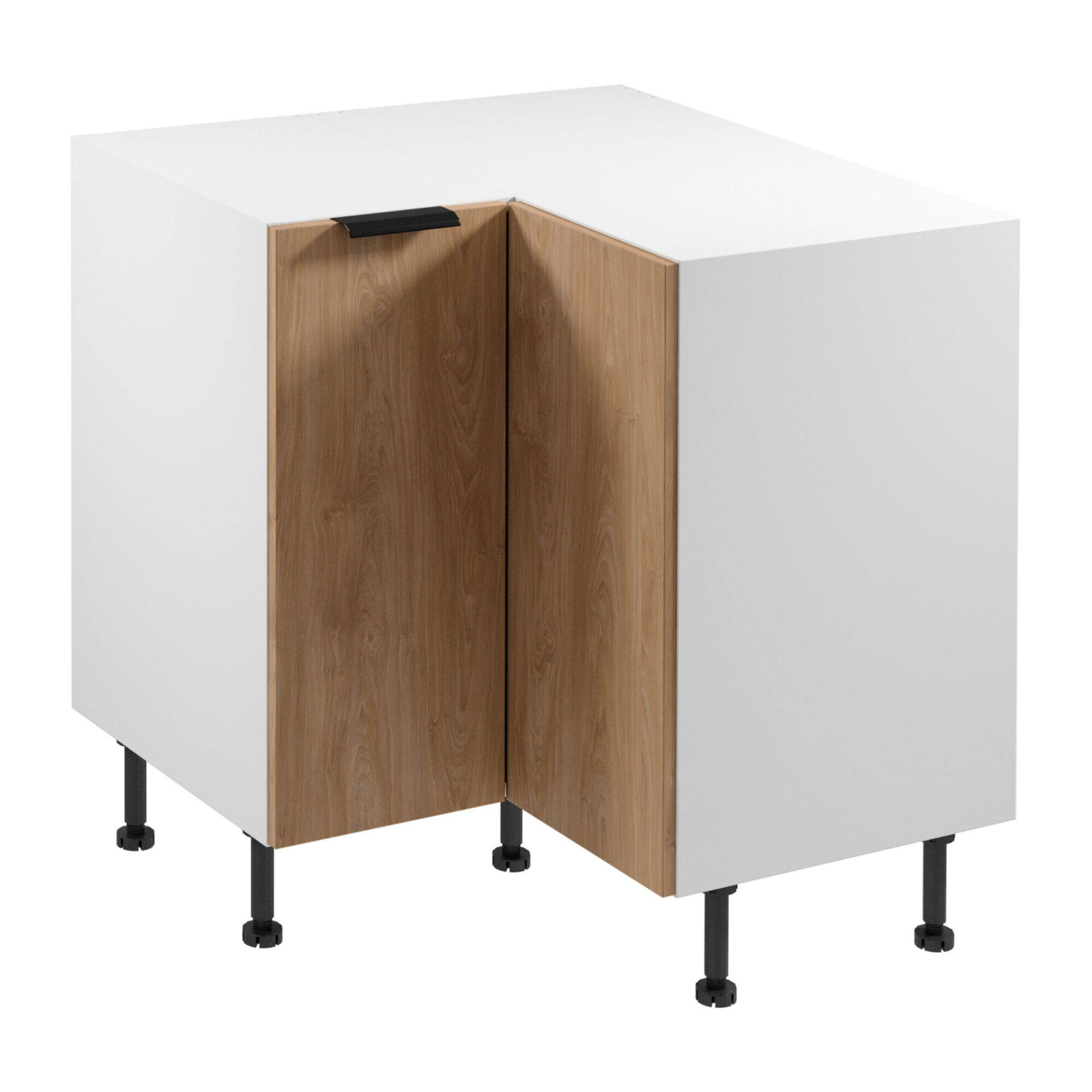 Apatinė 2D kampinė virtuvės spintelė Sorento D90N matinės baltos spalvos Puccini