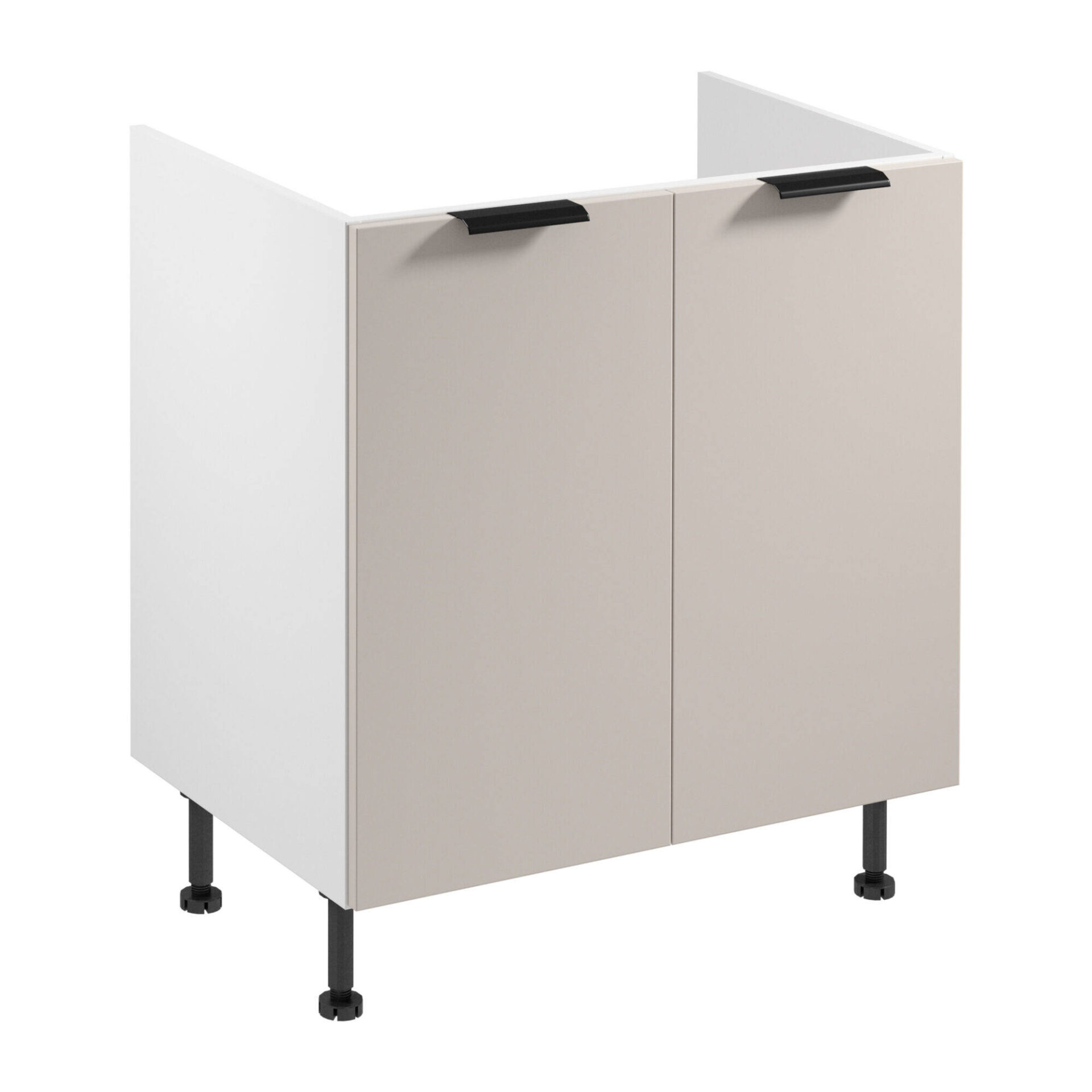 2D apatinė virtuvės spintelė po kriaukle Sorento D80Z matinės baltos matinės smėlio spalvos