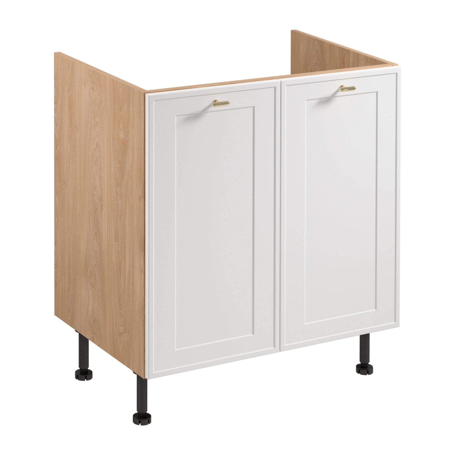 2D apatinė virtuvės spintelė po kriaukle Sorento D80Z Puccini matinės baltos spalvos rėmelis