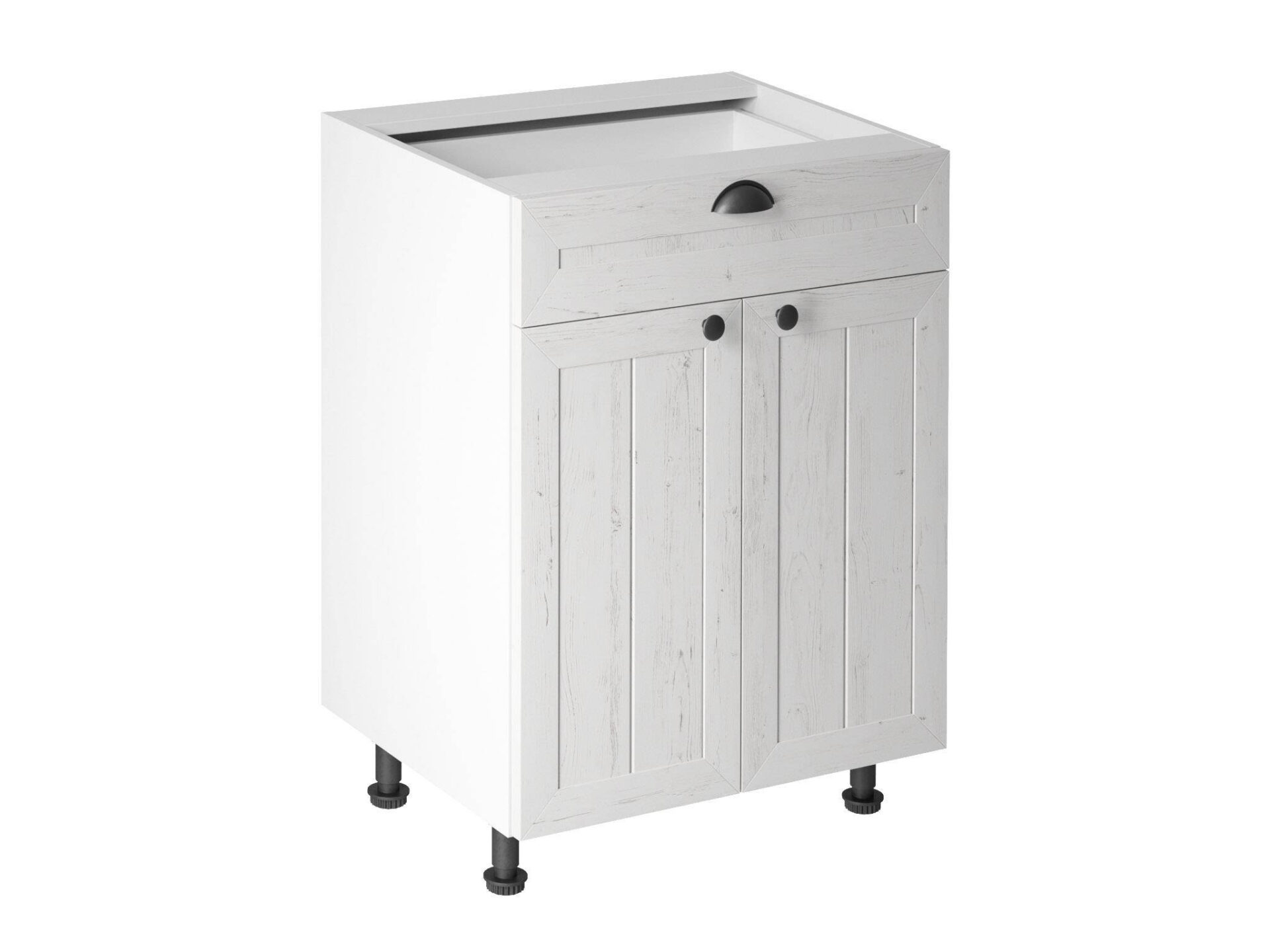 Apatinė virtuvės spintelė 2D1S D60S1 Provanso pušis Andersen balta matinė