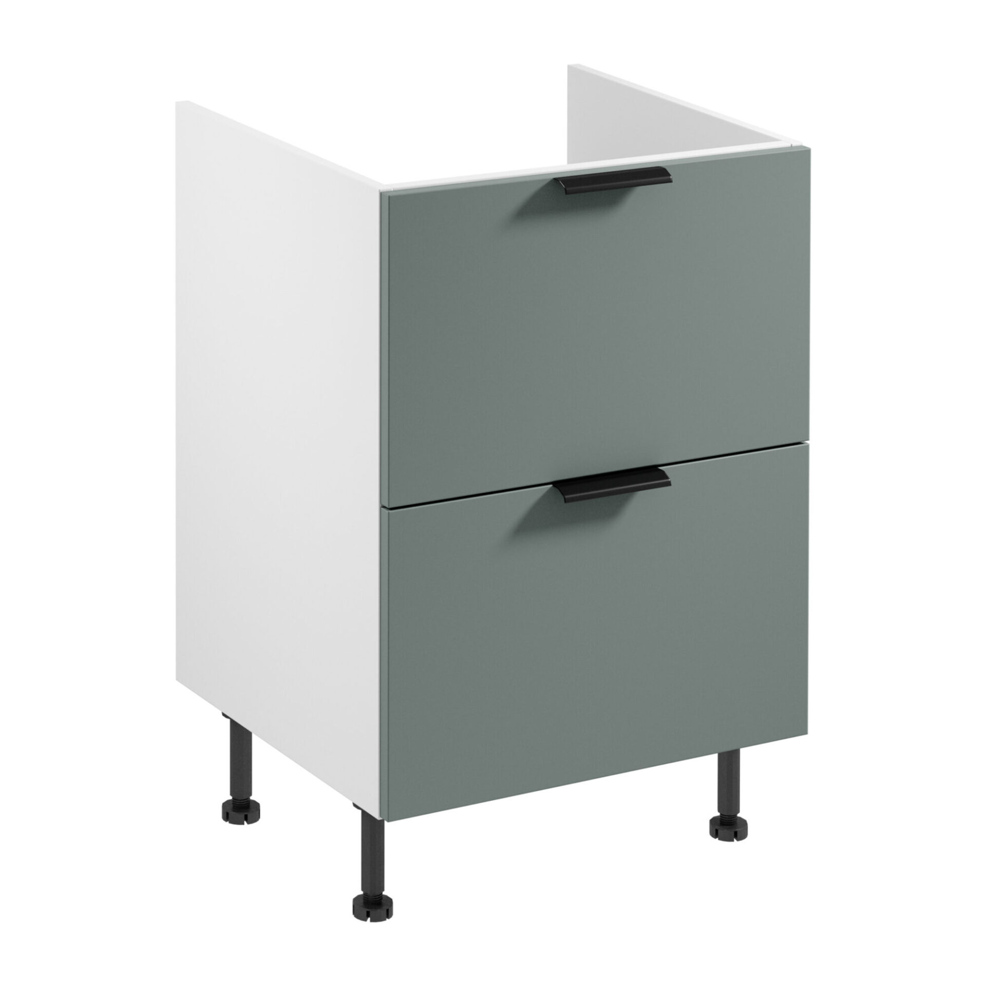 Apatinė virtuvės spintelė 2S įmontuojama viryklė Sorento D60IN AX balta žalia