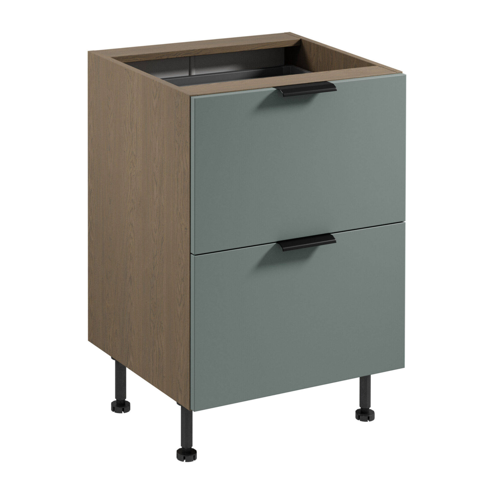 Apatinė virtuvės spintelė 2S su stalo įrankių įdėklu Sorento D60S2+1 AX Baltic Storm Green