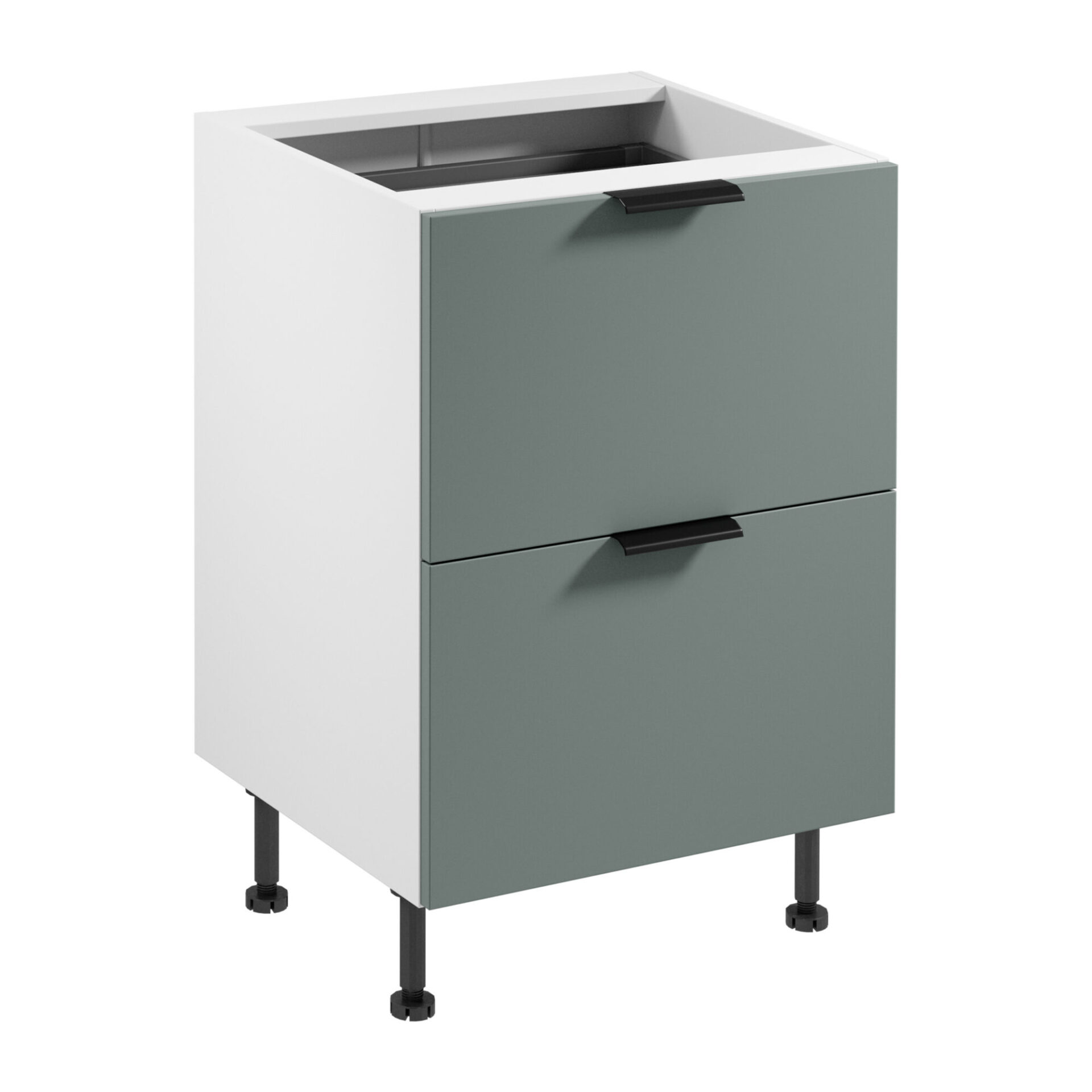 Apatinė virtuvės spintelė 2S su stalo įrankių įdėklu Sorento D60S2+1 AX balta žalia