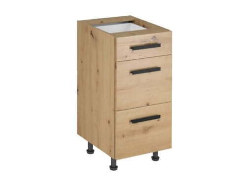 Apatinė virtuvės spintelė, 3 stalčiai, D40S3, klasikinė rankena, Langen Artisan