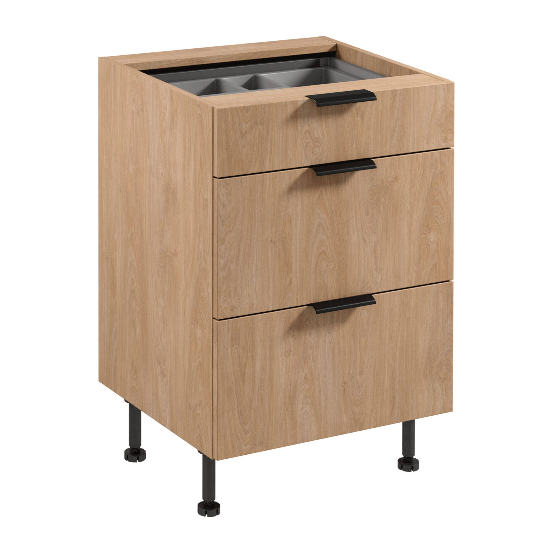 Apatinė virtuvės spintelė 3S su stalo įrankių įdėklu Sorento D60S3 AX Puccini