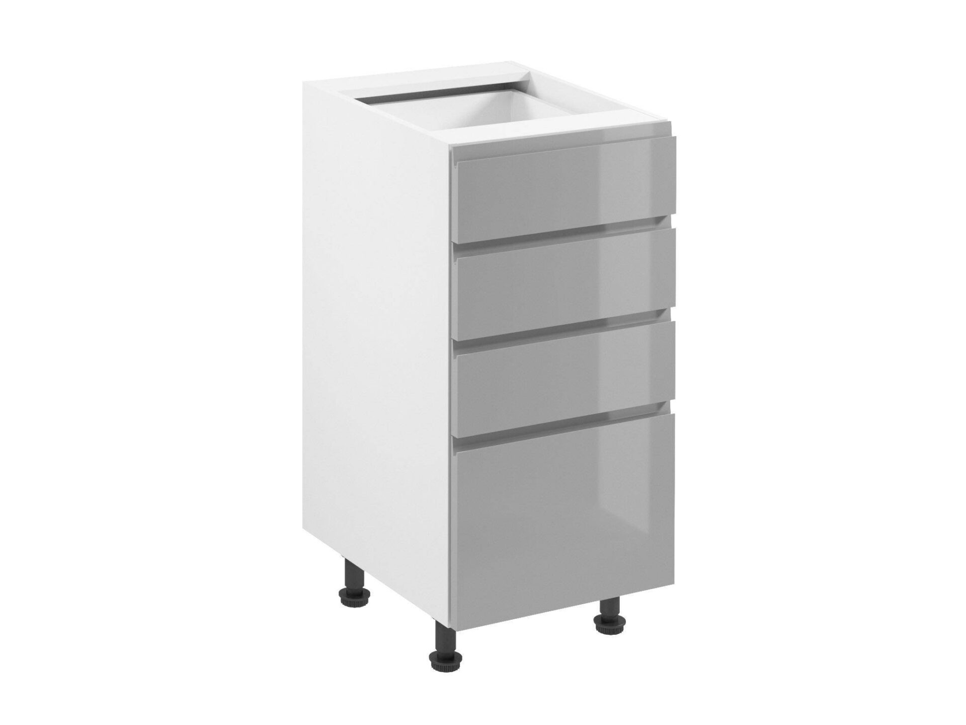 Apatinė virtuvės spintelė su 4 stalčiais, D40S4, drebulės pilkumo blizgesys