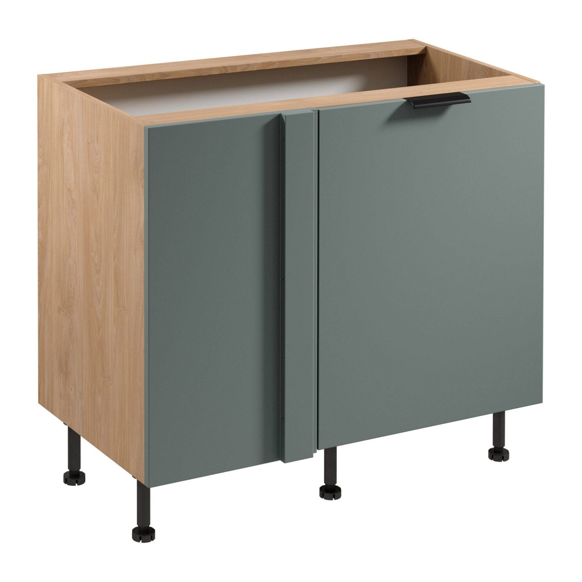 Apatinė kampinė virtuvės spintelė, tiesi, Sorento, D100N, pilka, su gobelenu