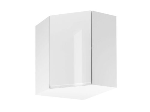 Viršutinė kampinė virtuvės spintelė, 1 durys, G60N, drebulės balta, blizgi, G60N