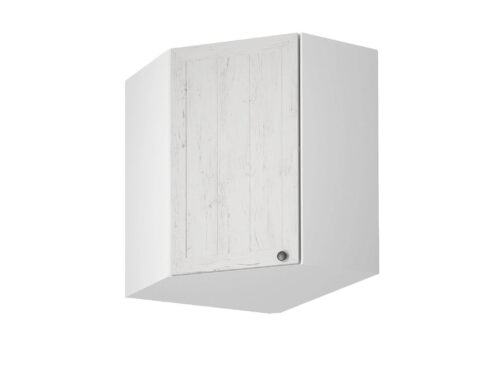 Viršutinė kampinė virtuvės spintelė, 1 durys, G60N, provanso pušis, Andersen balta matinė