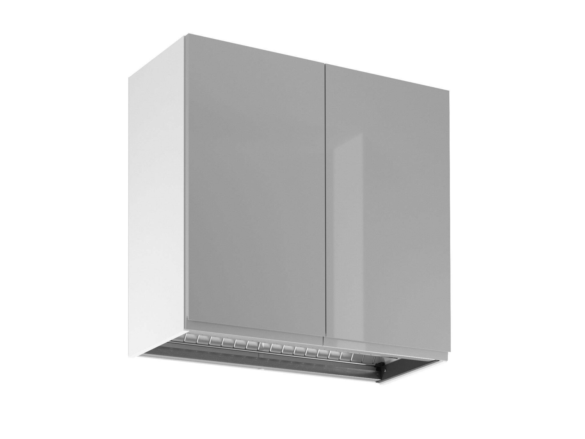 G80C drebulės pilkos spalvos blizgi 2 durų viršutinė virtuvės spintelė su džiovykle