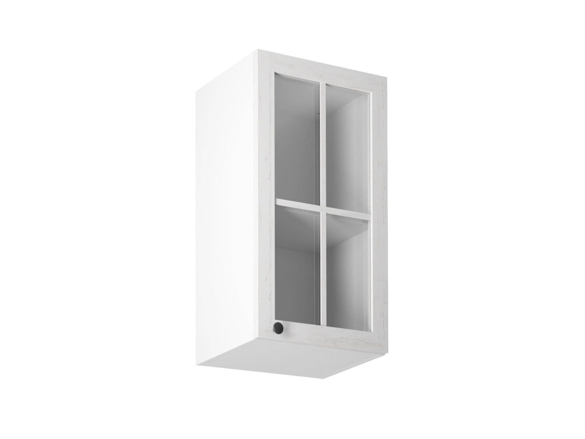 Viršutinė virtuvės spintelė, 1 durų, dešininė, G40S-P, provanso pušis, Anderseno balta matinė