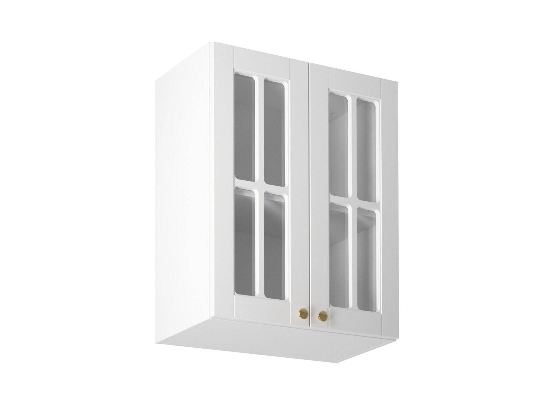 Virtuvės spintelės viršutinė vitrina, 2 durų, G60S, „Linea“, balta, matinė, balta
