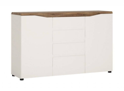 Toledo TOLK01 – Komoda su stalčiais 2D4S balta/Stirling ąžuolas