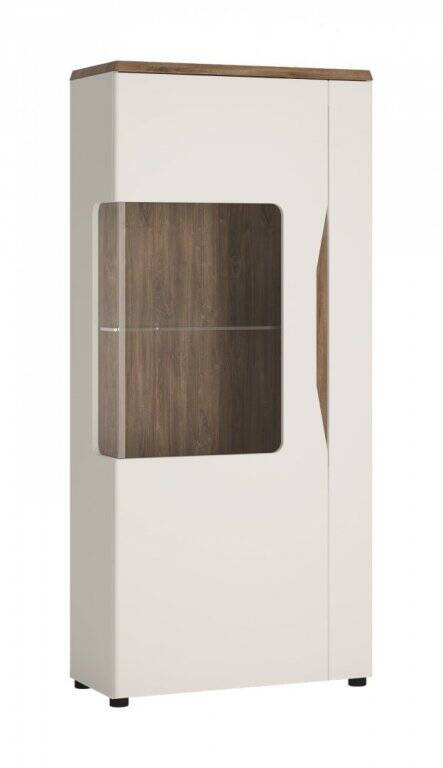 Toledo TOLV02L - Kairinė vitrina, 1 durų, balta/Stirling ąžuolas