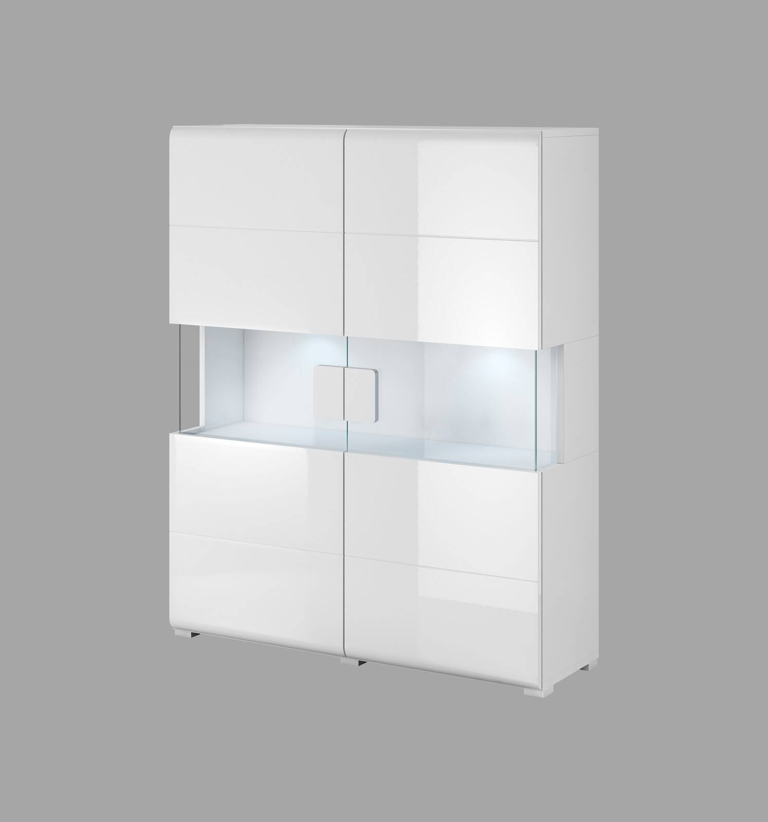 Toledo WM aukšta komoda su 2 durimis, balta / blizgi balta