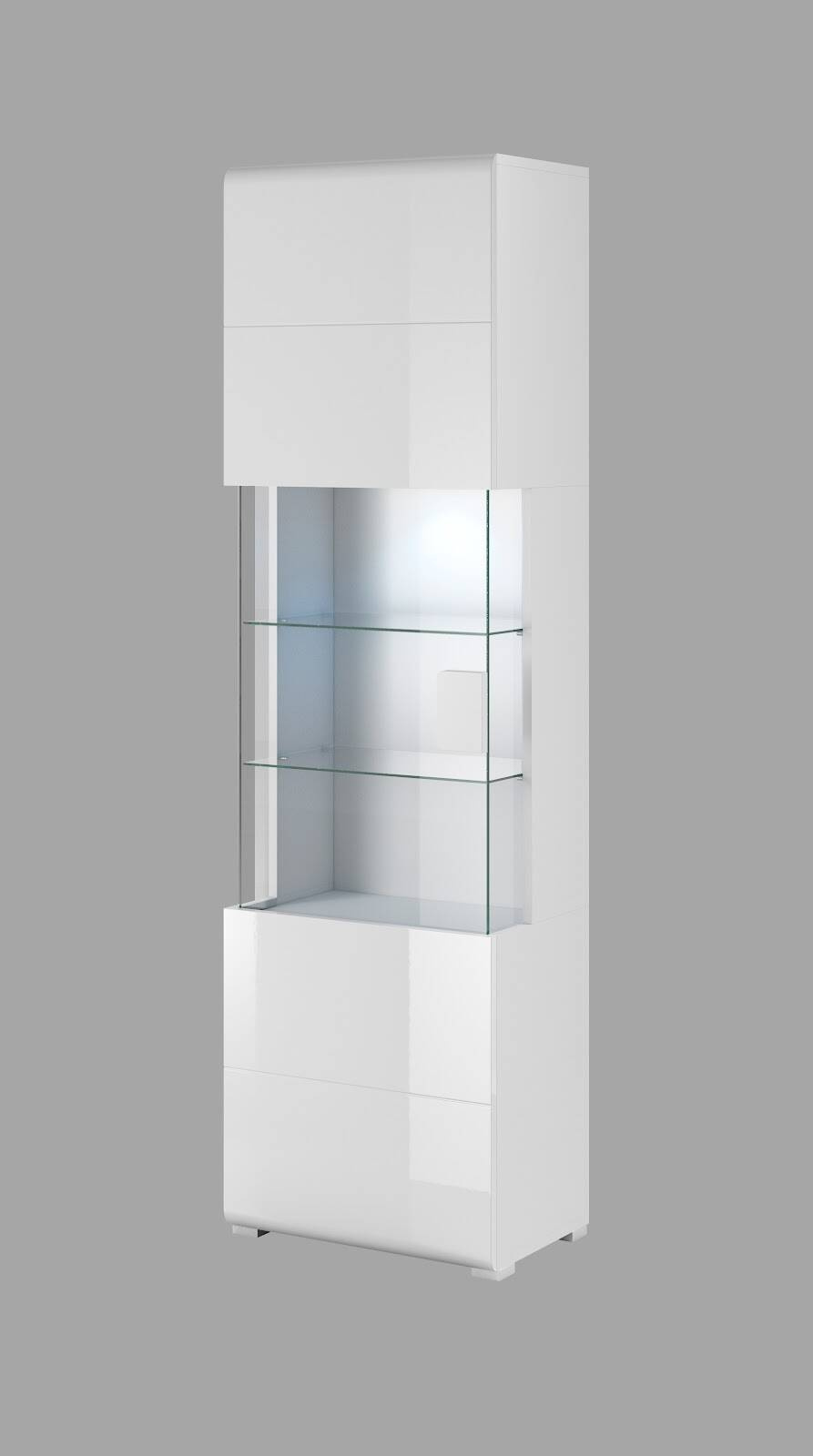 Toledo WM 1 durų vitrina, balta / blizgi balta