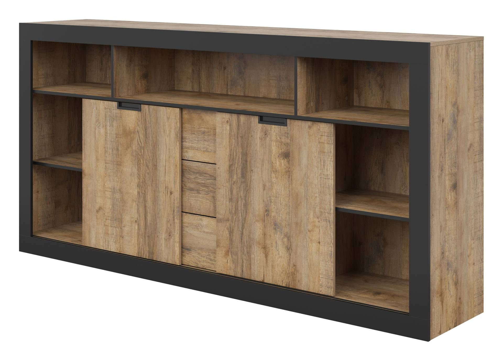 Tudor - Aukšta komoda 2D3S Samdal ąžuolo matinės juodos spalvos