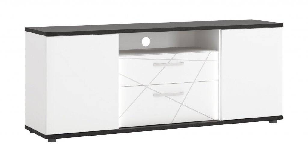 Venezia VENF01 - TV spintelė 2D2S balta/Vicenza ąžuolo juoda