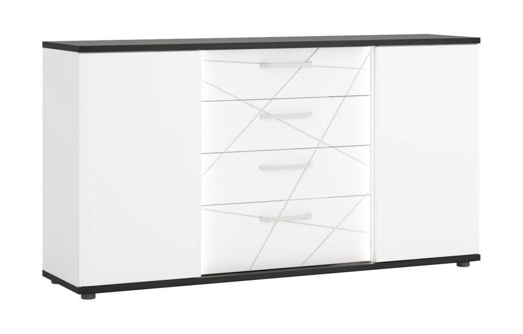 Venezia VENK01 - Komoda 2D4S balta/Vicenza ąžuolo juoda