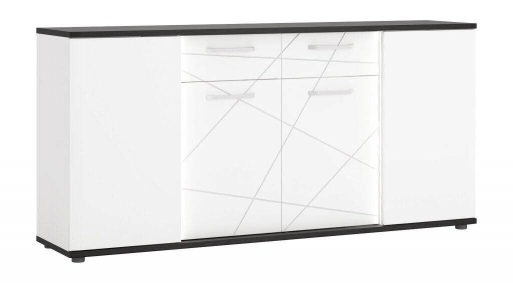 Venezia VENK02 - Komoda 4D2S balta/Vicenza ąžuolo juoda