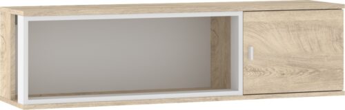 GAVES 15 baldai, prie sienos tvirtinama lentyna, palėpės spintelė, ąžuolo imitacijos grindys, balta