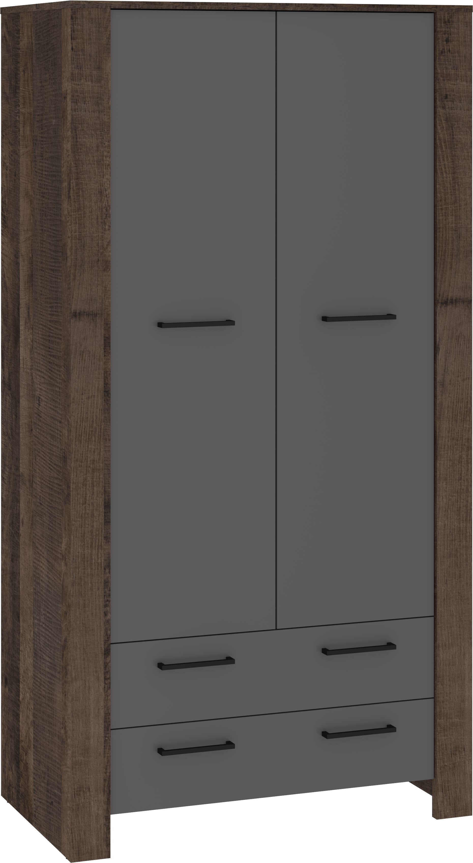 DELIS 12 baldų spinta su stalčiais prieškambariui, svetainė, granido ąžuolo grafito spalvos