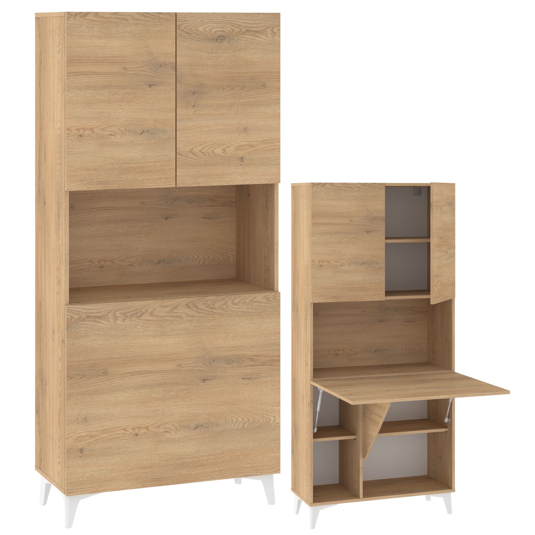 MEGI baldai 1 knygų lentyna + sulankstomas stalas, kremonos ąžuolas