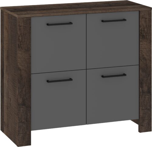 DELIS 04 baldų komoda su durelėmis svetainei, miegamajam, ąžuolo, granito spalvos