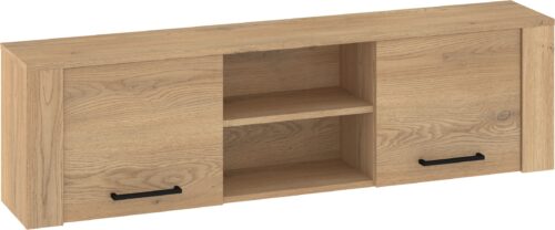 DELIS 13 baldai, sieninė lentynų spintelė su durelėmis, kremonos ąžuolas